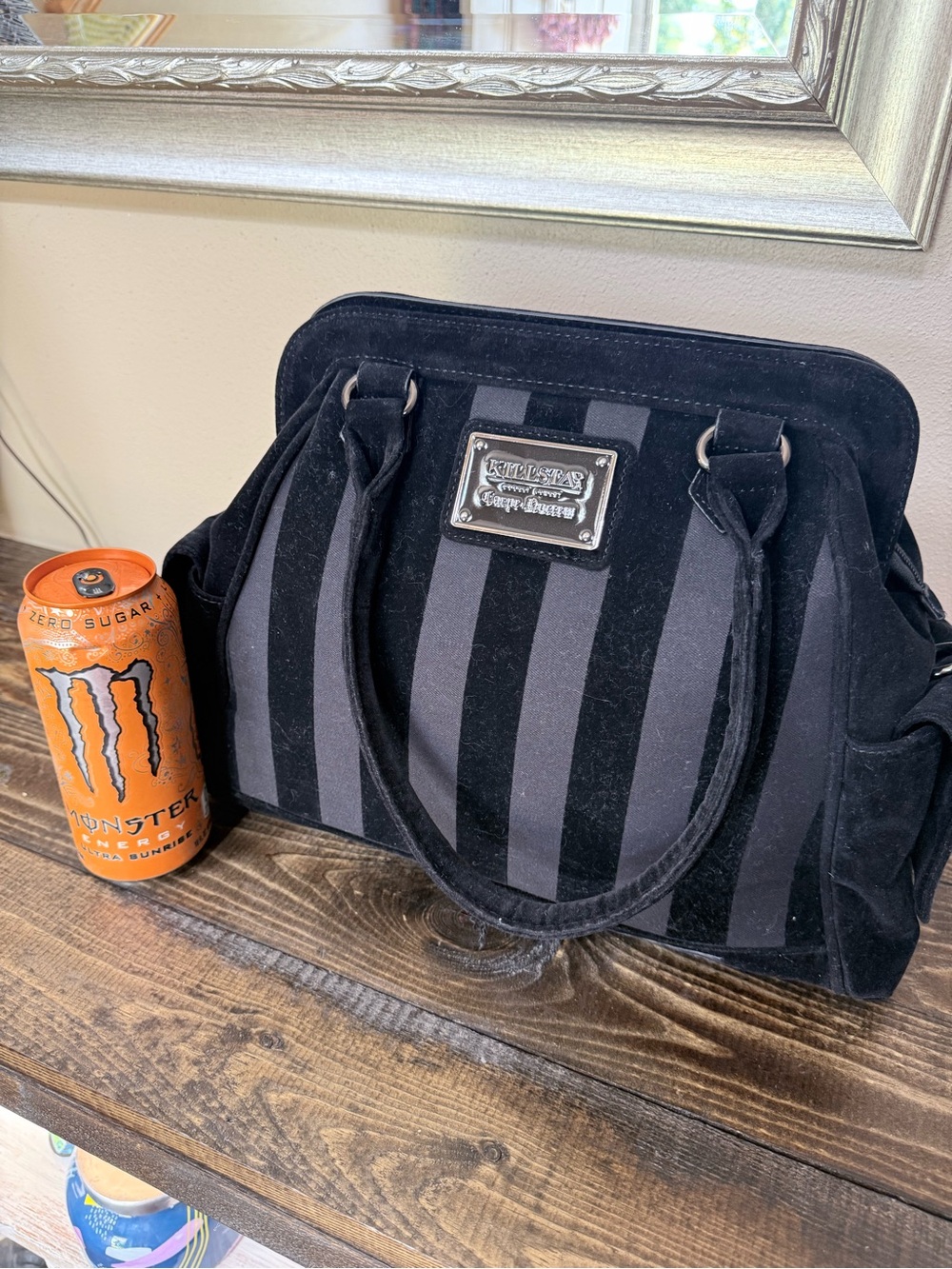 Killstar Black Striped Satchel (gothic) - Picture 3 of 7
